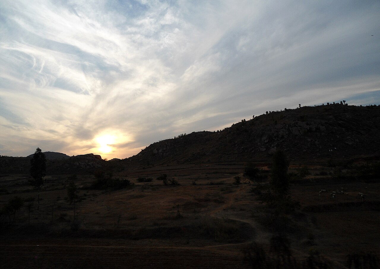 Sunset over Makalidurga ghats railway trek near Bengaluru