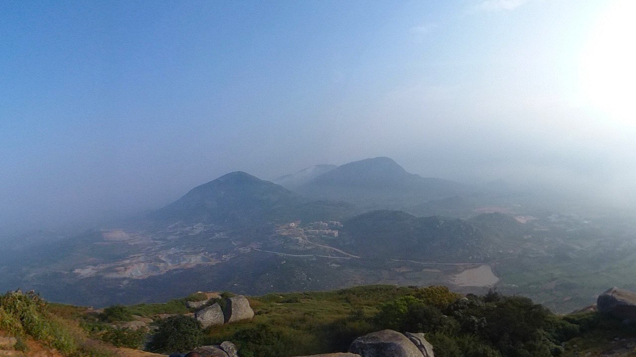 Skandagiri summit view at the top of the trek, Chikkaballapur district